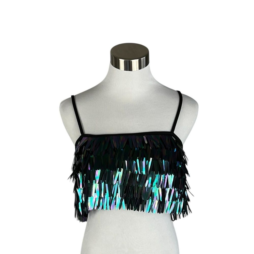House of Harlow 1960 Sequin Fringe Crop Top Medium